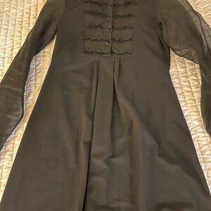 Anne Fontaine Black Long Sleeve Dress with Button Detail